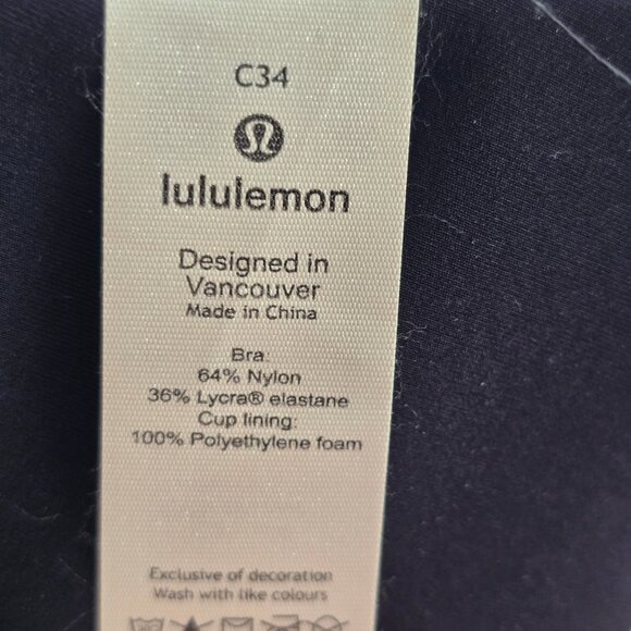 Lululemon Take Shape Bra 34C‎ Black Wireless Light Ultralu™ fabric EXCELLENT - Picture 4 of 6